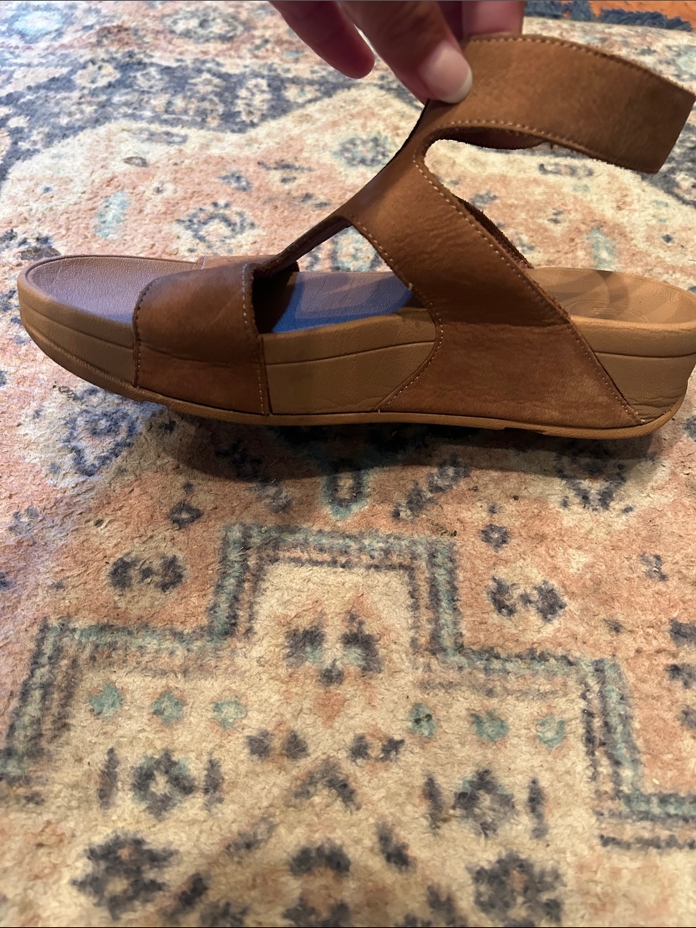 FitFlop Brown Nubuck Cutout Strappy Sandal with Buckle - Picture 5 of 15